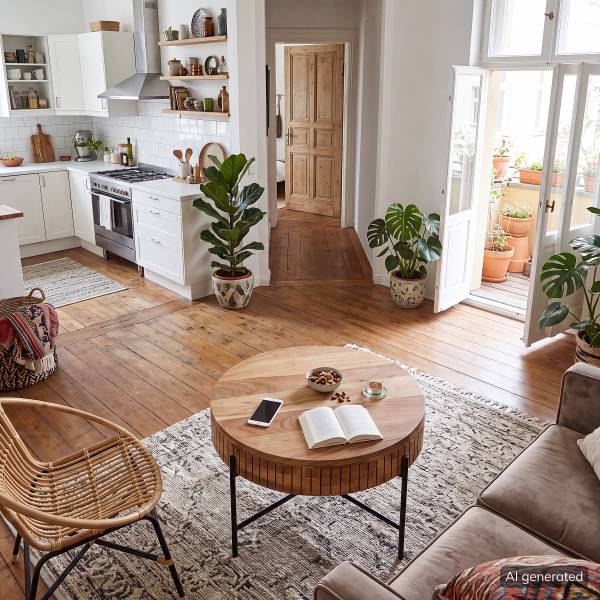 Massiver Couchtisch SURIO Akazie / Schwarz