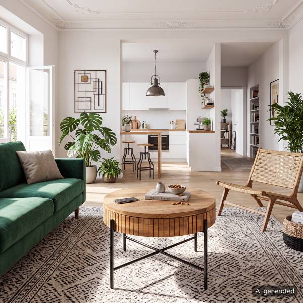 Massiver Couchtisch SURIO Akazie / Schwarz