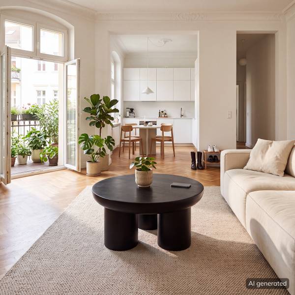 Houten salontafel OLIDE zwart acaciahout