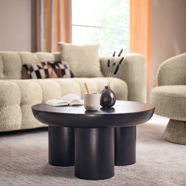 Houten salontafel OLIDE zwart acaciahout