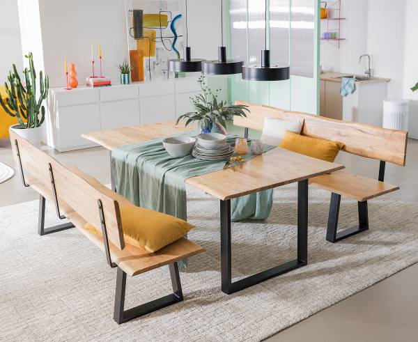 Esstisch AHAR mit Massivholzplatte Akazie massiv / Eisen - Breite: 160 cm