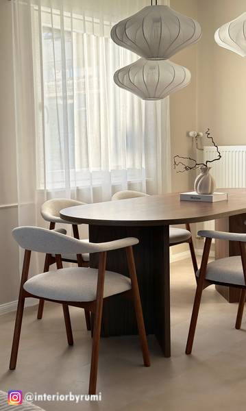 Armlehnenstuhl MESITA 2er-Set Webstoff Aphra: Beige - Eiche Dunkel