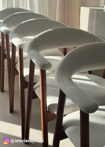 Armlehnenstuhl MESITA 2er-Set Webstoff Aphra: Beige - Eiche Dunkel