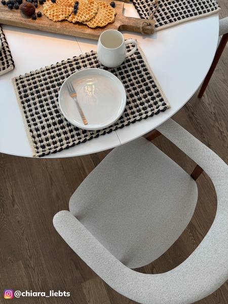 Armlehnenstuhl MESITA 2er-Set Webstoff Aphra: Beige - Eiche Dunkel