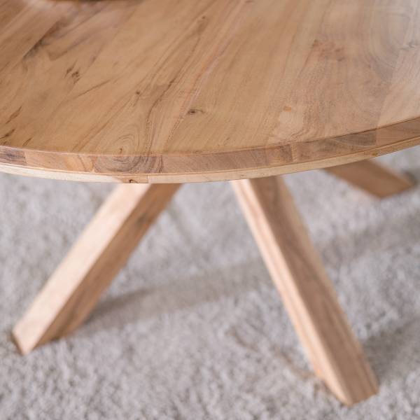 Massiver Esstisch VIKALO Akazie massiv - Durchmesser: 120 cm
