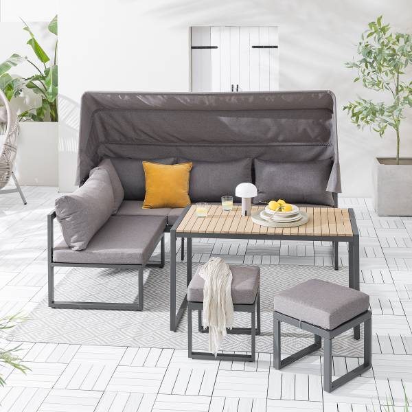 Set di 5 mobili da esterno Randa Acciaio / Poliestere - Grigio