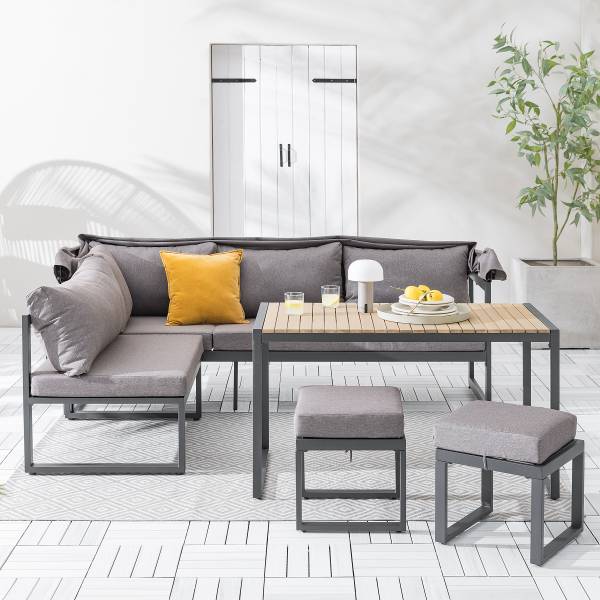 Set di 5 mobili da esterno Randa Acciaio / Poliestere - Grigio