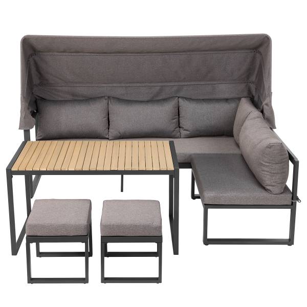 Set di 5 mobili da esterno Randa Acciaio / Poliestere - Grigio