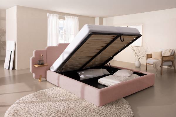 Polsterbett ZOCA design Chenille Roselia: Mauve - 160 x 200cm - 1 Bettkasten