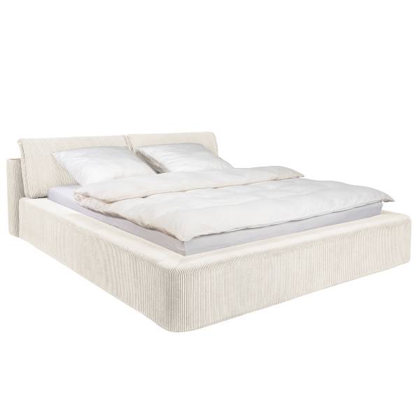 Polsterbett TENO Cordstoff Poppy: Cremeweiß - 180 x 200cm - 1 Bettkasten