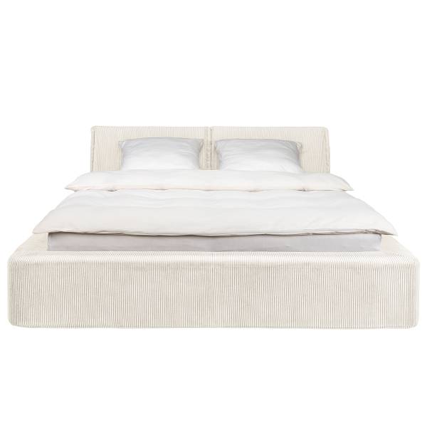 Polsterbett TENO Cordstoff Poppy: Cremeweiß - 180 x 200cm - 1 Bettkasten