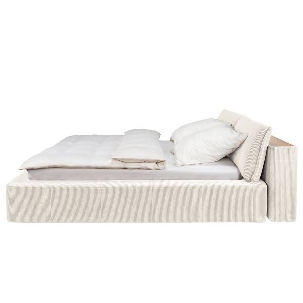 Polsterbett TENO Cordstoff Poppy: Cremeweiß - 180 x 200cm - 1 Bettkasten
