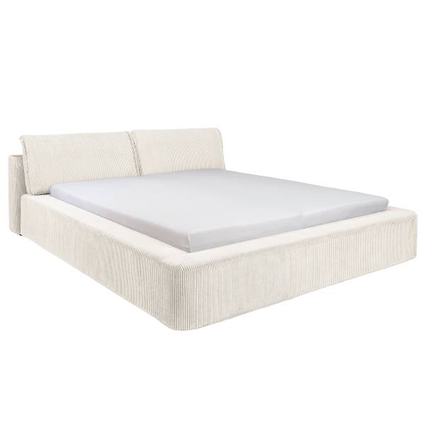 Polsterbett TENO Cordstoff Poppy: Cremeweiß - 180 x 200cm - 1 Bettkasten