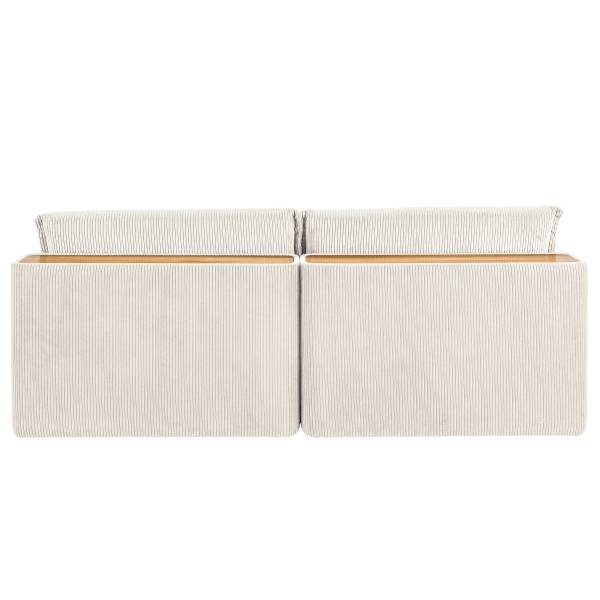 Polsterbett TENO Cordstoff Poppy: Cremeweiß - 180 x 200cm - 1 Bettkasten