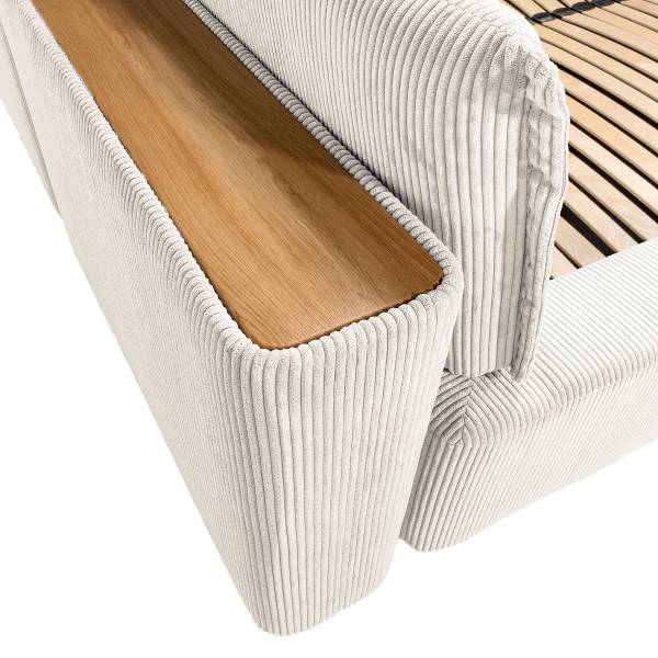 Polsterbett TENO Cordstoff Poppy: Cremeweiß - 180 x 200cm - 1 Bettkasten