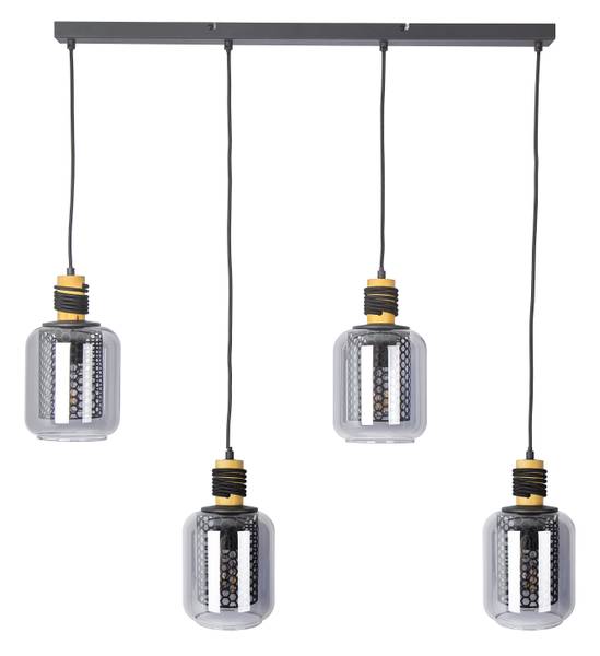 Lampada a sospensione Ando B Vetro fumè / Ferro - 4 punti luce