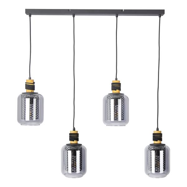 Lampada a sospensione Ando B Vetro fumè / Ferro - 4 punti luce