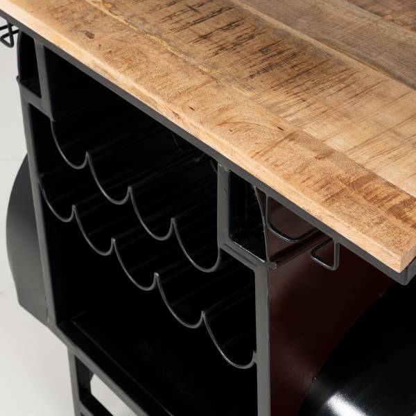 Bartisch Gimona Mango massiv / Metall - Mango / Schwarz