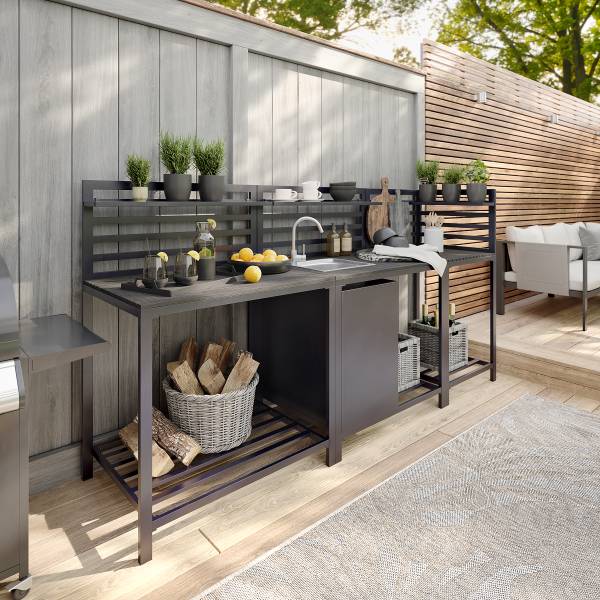 Set 3 mobili da cucina outdoor Portol A Alluminio / materiale plastico - Nero