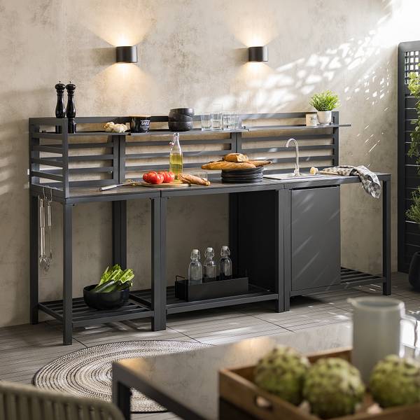 Set 3 mobili da cucina outdoor Portol A Alluminio / materiale plastico - Nero