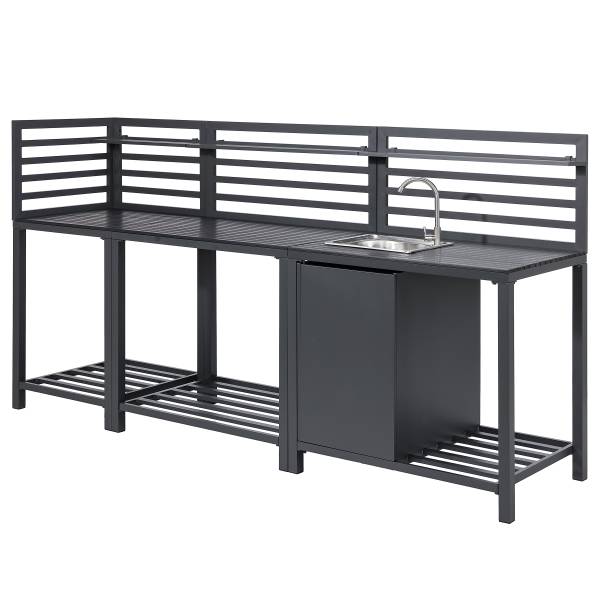 Set 3 mobili da cucina outdoor Portol A Alluminio / materiale plastico - Nero