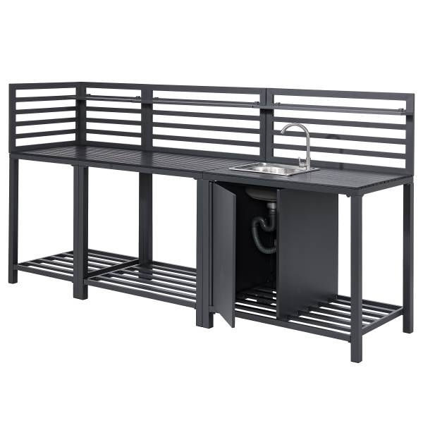 Set 3 mobili da cucina outdoor Portol A Alluminio / materiale plastico - Nero