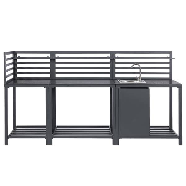 Set 3 mobili da cucina outdoor Portol A Alluminio / materiale plastico - Nero