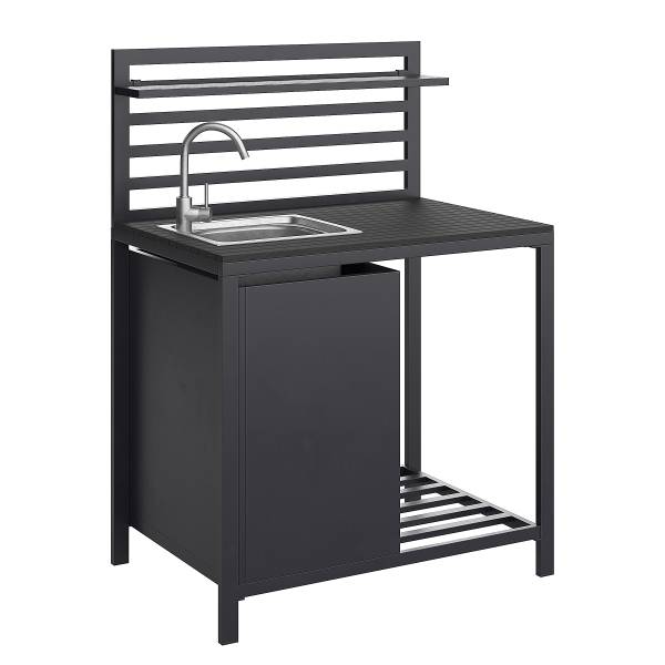 Gartenküchenset Portol 4-teilig Kombi A Aluminium / Kunststoff - Schwarz