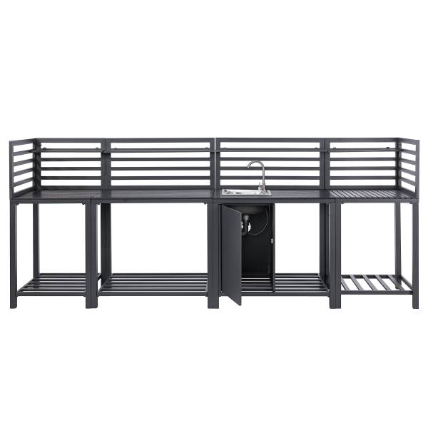 Gartenküchenset Portol 4-teilig Kombi A Aluminium / Kunststoff - Schwarz