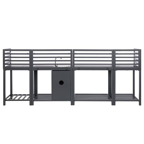 Gartenküchenset Portol 4-teilig Kombi A Aluminium / Kunststoff - Schwarz