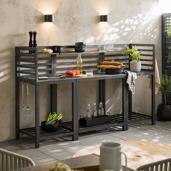 Buitenkeuken Portol set van 3 combi B aluminium/kunststof - zwart