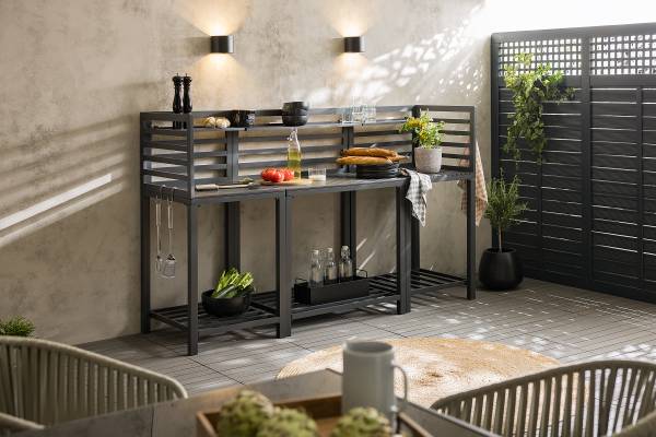 Buitenkeuken Portol set van 3 combi B aluminium/kunststof - zwart