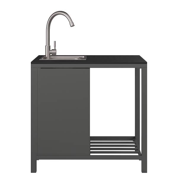 Cuisine de jardin Portol A - 2 élém. Aluminium / Matière plastique - Noir