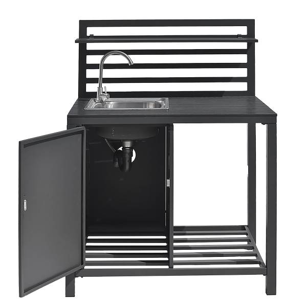 Cuisine de jardin Portol A - 2 élém. Aluminium / Matière plastique - Noir