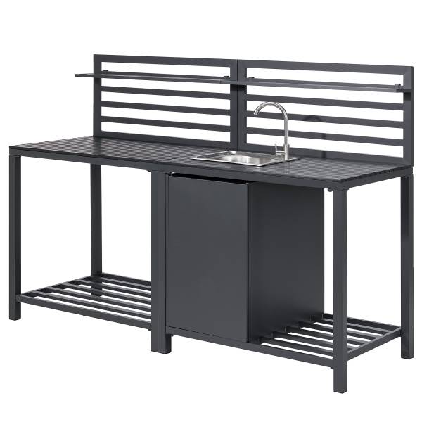 Cuisine de jardin Portol A - 2 élém. Aluminium / Matière plastique - Noir