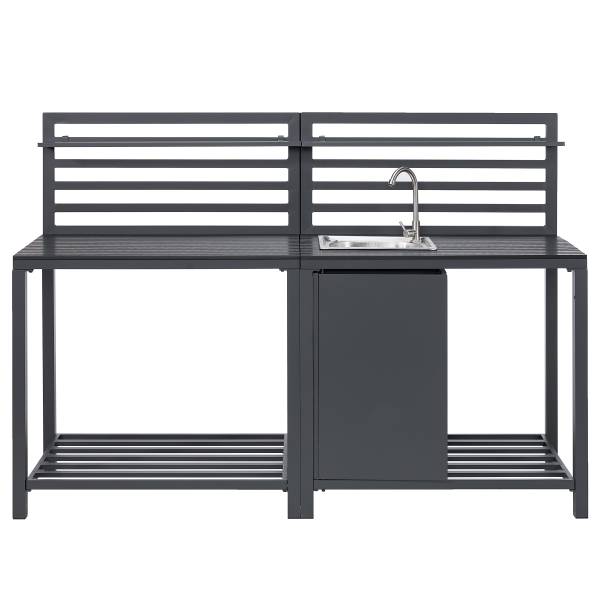 Cuisine de jardin Portol A - 2 élém. Aluminium / Matière plastique - Noir