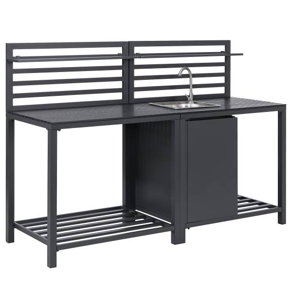 Cuisine de jardin Portol A - 2 élém. Aluminium / Matière plastique - Noir