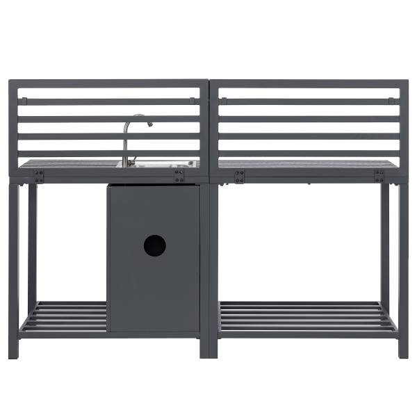 Cuisine de jardin Portol A - 2 élém. Aluminium / Matière plastique - Noir