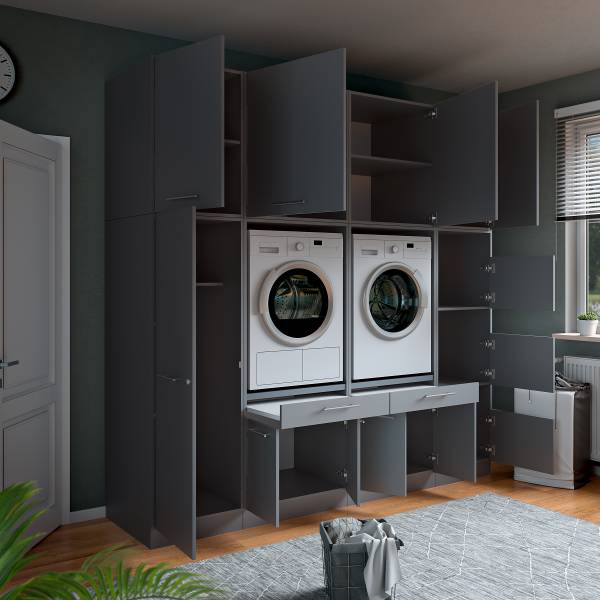 Hauswirtschaftsraum Laundreezy Set P Anthrazit - Breite: 236 cm