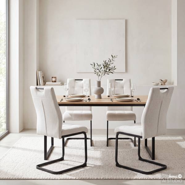 Set di 4 sedie a sbalzo Konity Beige