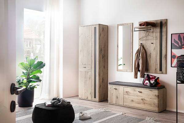 Garderobenbank Kunta 130 cm Eiche Viking Dekor / Graphit