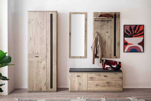 Garderobenbank Kunta 130 cm Eiche Viking Dekor / Graphit