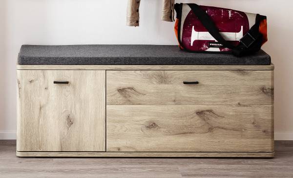 Garderobenbank Kunta 130 cm Eiche Viking Dekor / Graphit