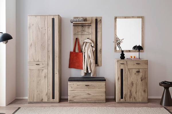 Garderobenpaneel Kunta Eiche Viking Dekor / Graphit