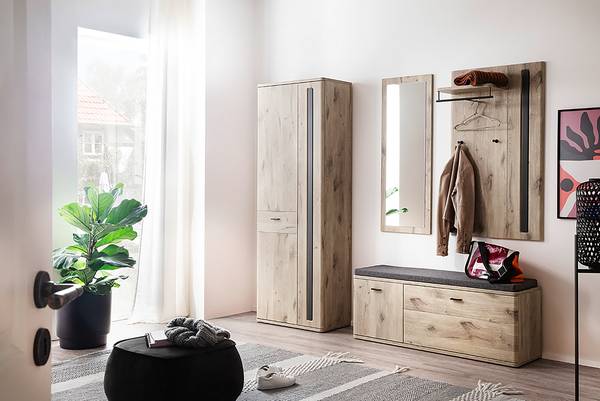 Garderobenset Kunta 4-teilig Eiche Viking Dekor / Graphit