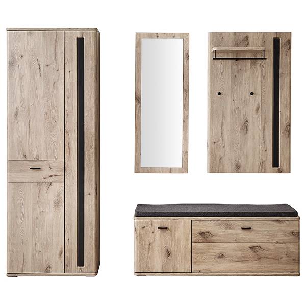 Garderobenset Kunta 4-teilig Eiche Viking Dekor / Graphit