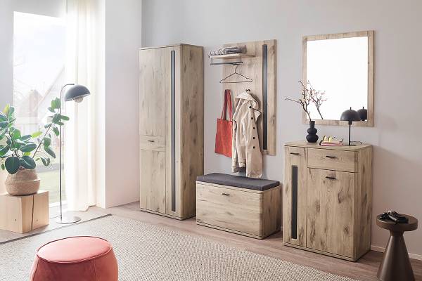 Garderobenset Kunta 5-teilig Eiche Viking Dekor / Graphit