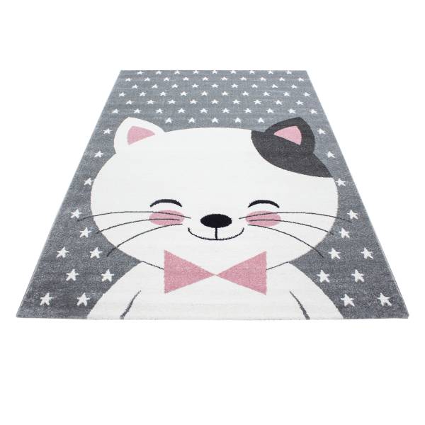 Tapis enfant Kids chat Polypropylène / Polyester - Rose - 80 x 150 cm