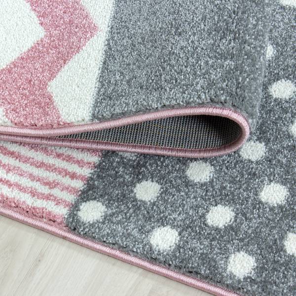 Kinderteppich Kids Patchwork rund Polypropylene / Polyester - Pink - Durchmesser: 120 cm