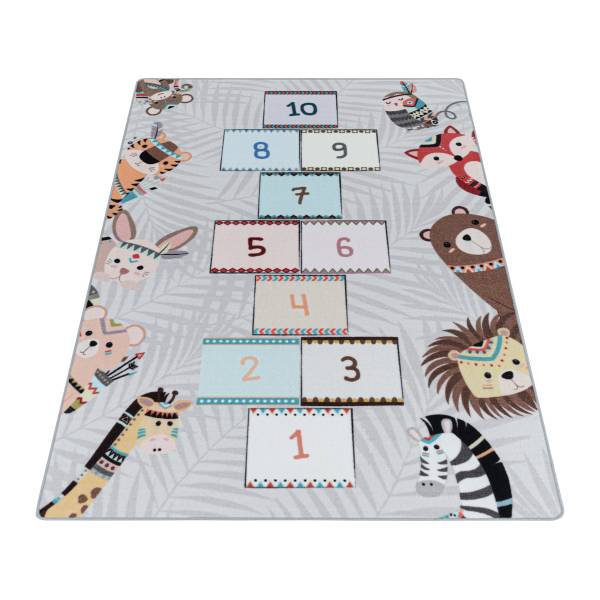 Tapis enfant Play marelle Polypropylène / Polyamide - Gris - 80 x 120 cm